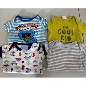 Set‎ of 4 Baby Bodysuits Seasame Street Mini Muffin Duck Duck Goose 0-3 months
